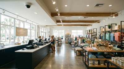 Retail store security camera monitoring checkout area