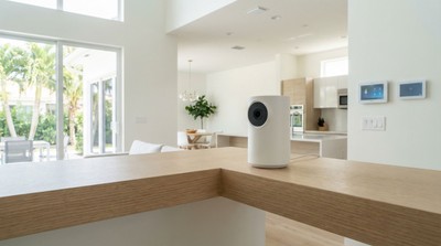 Indoor security camera in a modern Florida home
