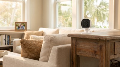 Indoor security camera in a Florida living room