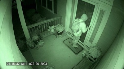 Doorbell camera infrared night vision view of front porch