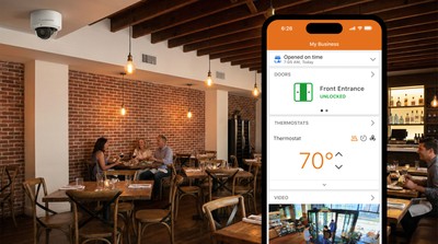 Alarm.com dome security camera inside upscale Sarasota restaurant