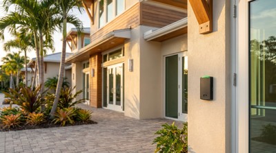 Multi-door access control across a Sarasota commercial building exterior