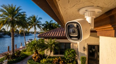 Upscale Fort Lauderdale waterfront residence with professional security camera