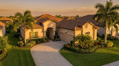 Beautiful home in Bradenton Florida with security camera and palm trees
