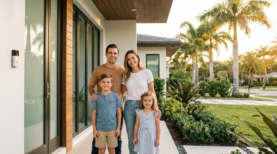 Floodlight camera illuminating a home's exterior