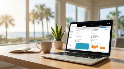Cloud-based access control dashboard on a laptop