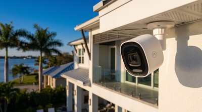 Modern Tampa Bay Florida home with professional security camera
