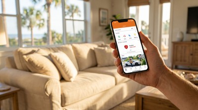 Alarm.com app showing cloud-recorded camera footage on a phone
